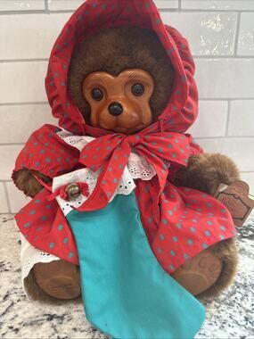 ROBERT RAIKES CHRISTMAS 1991 Nicolette Bear Christmas Dress & Stocking #2078